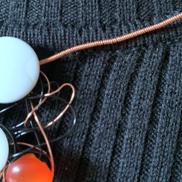Handmade - Cooper Wire - Wrapped Button & Bead Statement Necklace - Picture 5 of 10